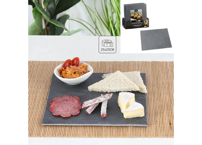 Quadratische Schieferplatte, ca. 25x25 cm – Stilvolles Servierbrett TK Gruppe® Grosshandel 