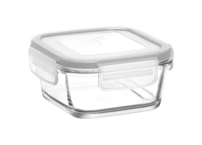 Quadratischer Glasbehälter mit Deckel 375ml, 11x11x6cm - Kompakt & Transparent TK Gruppe® Grosshandel 