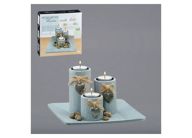 Quadratischer Teelichtleuchter, 3-flammig, ca. 21x21cm – Modernes Design TK Gruppe® Grosshandel 