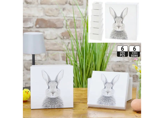 Quadratisches Boxenset Hase, 6er Pack - Perfekt für kreative Geschenkverpackungen! TK Gruppe® Grosshandel 