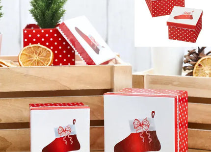 Quadratisches Weihnachtssocken-Boxenset – 2er Pack, ideal für festliche Geschenke TK Gruppe® Grosshandel 