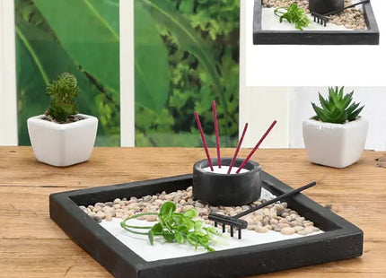 Quadratisches Zen-Garten-Set, Entspannungsschale, ca. 20x20 cm TK Gruppe® Grosshandel 