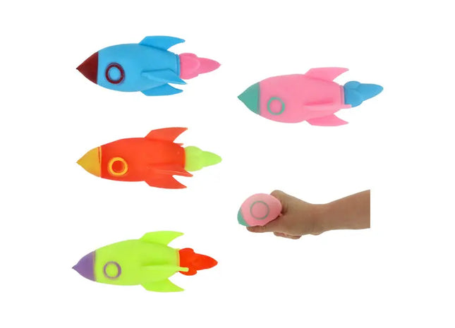 Quetschball 'Spaceman Rakete', 4er-Set - Stressabbau Spielzeug TK Gruppe® Grosshandel 