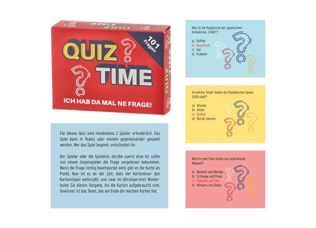 Quiz-Spiel: 101 Bunte Fragekarten in Dekorativer Box TK Gruppe® Grosshandel 