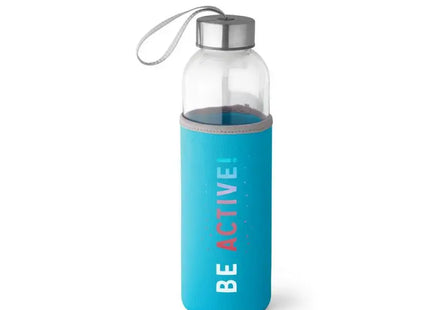 RAISE Sport-Trinkflasche aus Glas & Edelstahl, 520 ml - Hellblau, robust TK Gruppe® Grosshandel 