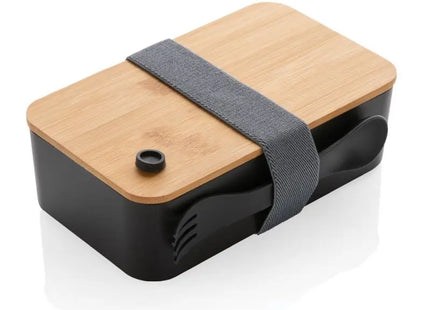 RCS RPP Lunchbox mit Bambusdeckel - Schwarze Recycling-Brotdose, Umweltfreundliche Essensaufbewahrung TK Gruppe® Grosshandel 