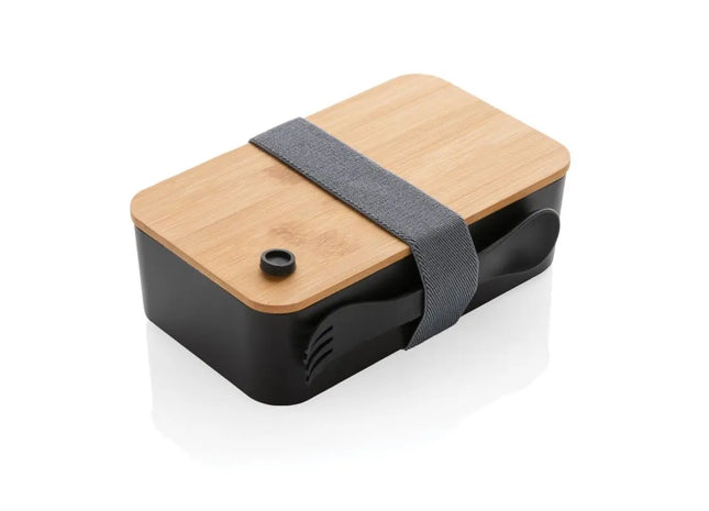RCS RPP Lunchbox mit Bambusdeckel - Schwarze Recycling-Brotdose, Umweltfreundliche Essensaufbewahrung TK Gruppe® Grosshandel 