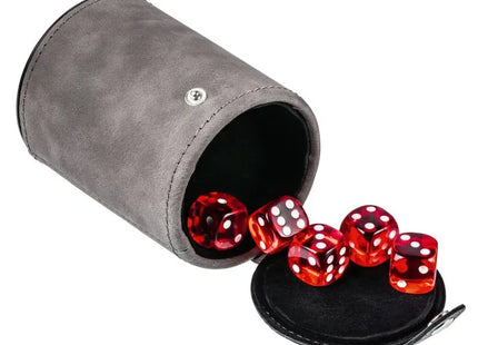 RE98-BETEROU Knobelbecher Set mit 5 Würfeln, in Grau-Schwarz - Klassisches Würfelspiel TK Gruppe® Grosshandel 