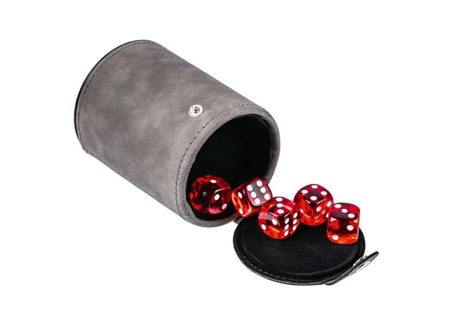 RE98-BETEROU Knobelbecher Set mit 5 Würfeln, in Grau-Schwarz - Klassisches Würfelspiel TK Gruppe® Grosshandel 