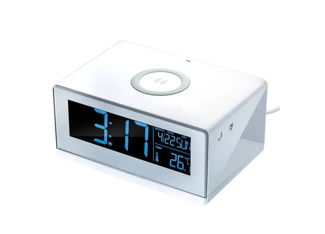 REEVES-CESSNOCK Kabelloses Ladegerät mit Wecker - Reinweiß TK Gruppe® Grosshandel 