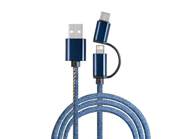 REEVES-DENIM 3-in-1 Ladekabel - Stylisch, Blau TK Gruppe® Grosshandel 