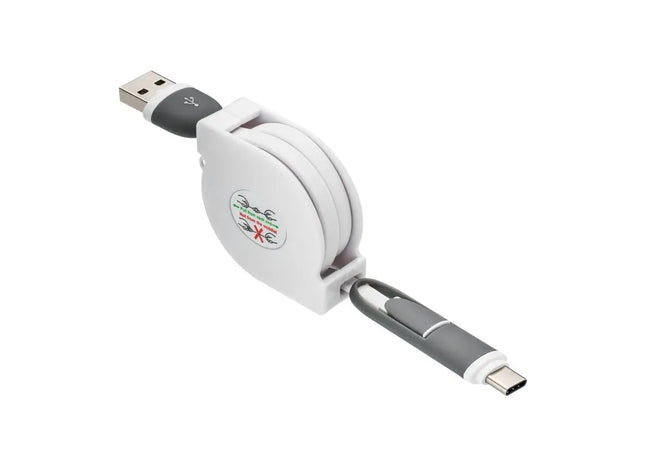 REEVES-SNAKE 3-in-1 Ladekabel mit Aufroller - Praktisch, Weiß TK Gruppe® Grosshandel 