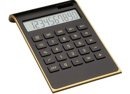 REEVES-VALINDA Solar-Taschenrechner in Schwarz-Gold: Elegant, Effizient & Umweltfreundlich TK Gruppe® Grosshandel 