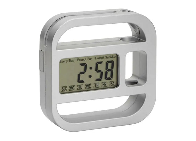 REFLECTS-PORTSLADE Tischuhr - Wecker, Modernes Silber, Kompaktes Design TK Gruppe® Grosshandel 