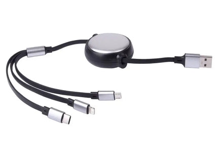 RETRACT Ausziehbares Ladekabel - Schwarz, Vielseitig und Kompakt TK Gruppe® Grosshandel 