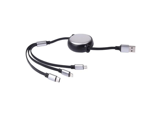 RETRACT Ausziehbares Ladekabel - Schwarz, Vielseitig und Kompakt TK Gruppe® Grosshandel 