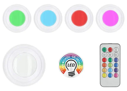 LED Beleuchtungsset 5er, Weiß/RGB Farbwechsel, Durchmesser 7cm TK Gruppe® Grosshandel 