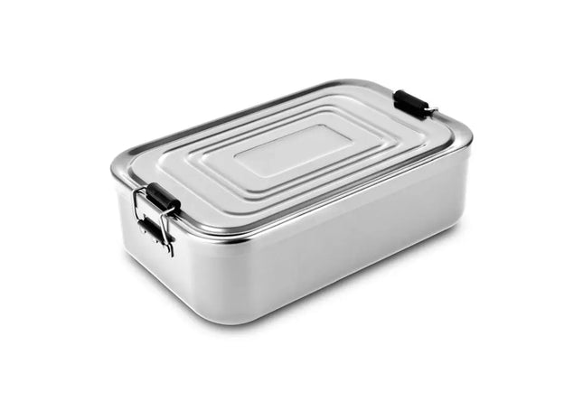 ROMINOX Lunchbox Quadra Silber XL Geräumiger und eleganter Frischhaltebehälter TK Gruppe® Grosshandel 