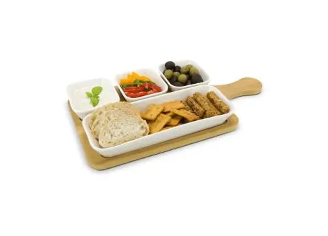 ROMINOX Quattro Bamboo - 4 Servierschalen mit Bambus-Untersetzer TK Gruppe® Grosshandel 