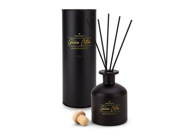 ROMOSCENT Golden Cotton Raumduft – Schwarz & Gold, Eleganter Duftspender TK Gruppe® Grosshandel 