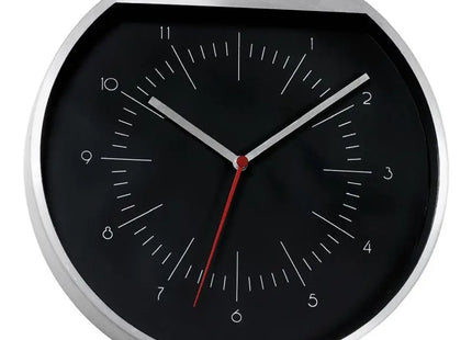 ROUNDABOUT Wanduhr - Schwarz-Silber Finish, Elegantes Rundes Design, 30 cm TK Gruppe® Grosshandel 