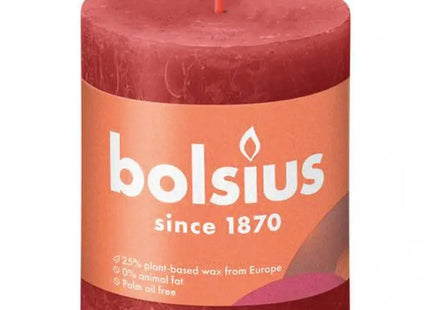 RUSTIK Rote Stumpenkerze, Kompakt 80x68mm – Markante Eleganz für intime und festliche Anlässe TK Gruppe® Grosshandel 