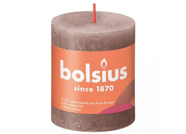 RUSTIK Taupe Stumpenkerze, Schlank 80x68mm – Dezente Eleganz für moderne Räume TK Gruppe® Grosshandel 