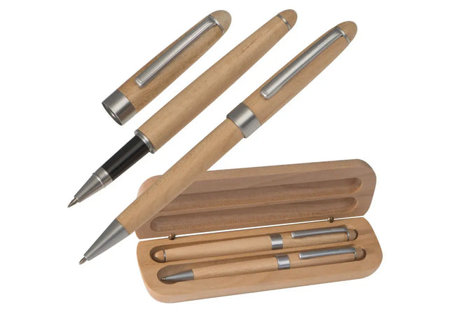 Rambin Holz Schreibset in Braun: Elegantes Büroaccessoire aus Naturmaterial TK Gruppe® Grosshandel 