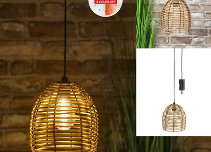 Rattan Außenlampe mit Timer, 16 cm Durchmesser - Elegante Beleuchtung TK Gruppe® Grosshandel 