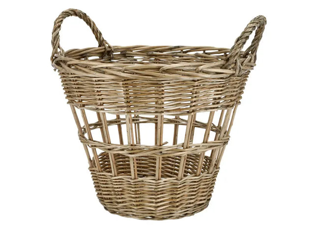 Rattankorb mit Griffen, Robuster Aufbewahrungskorb, ca. 39x30 cm Höhe TK Gruppe® Grosshandel 