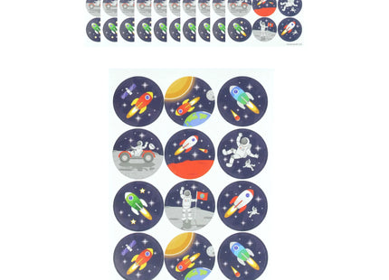 Raum-Themen Aufkleber, 2,5 cm, 18 Stück Pro Blatt - Planets & Sterne Sticker Set TK Gruppe® Grosshandel 