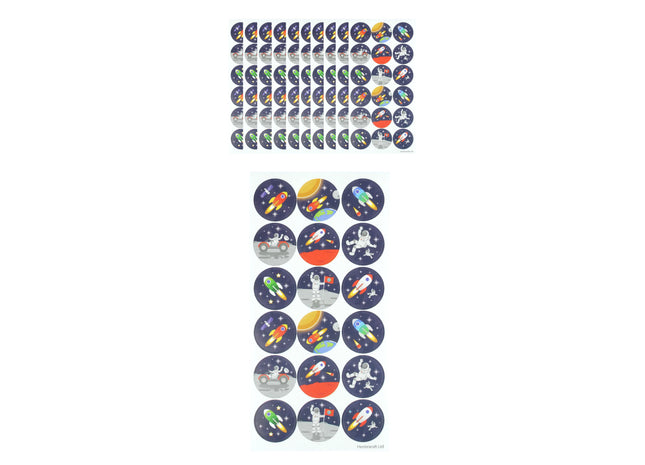 Raum-Themen Aufkleber, 2,5 cm, 18 Stück Pro Blatt - Planets & Sterne Sticker Set TK Gruppe® Grosshandel 