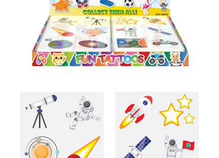 Raum-Themen Temporäre Tattoos, Mini-Set, 4 cm, 6 Stück pro Karte, 2 Designs TK Gruppe® Grosshandel 