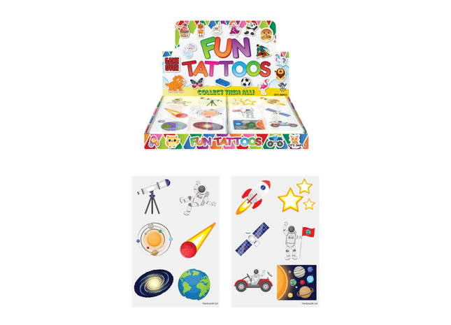 Raum-Themen Temporäre Tattoos, Mini-Set, 4 cm, 6 Stück pro Karte, 2 Designs TK Gruppe® Grosshandel 