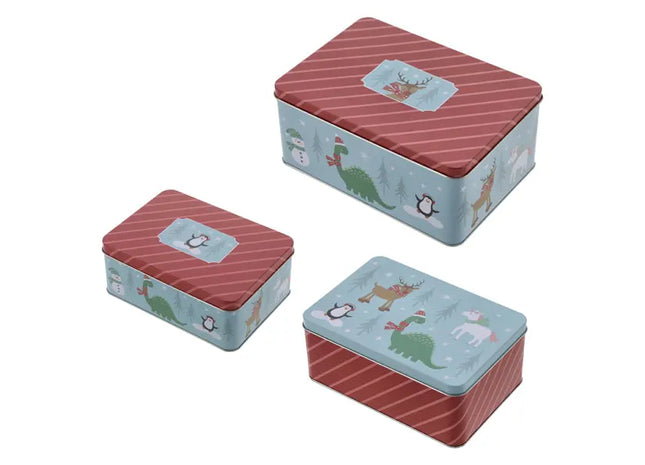 Rechteckige Gebäckdosen für Kinder - 3er Set, Robuste & Spaßige Backformen, Leicht zu Reinigen TK Gruppe® Grosshandel 