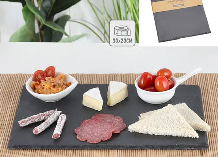 Rechteckige Schiefer Servierplatte, Ca. 30x20 cm - Stilvolles Anrichtebrett TK Gruppe® Grosshandel 