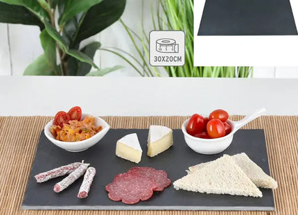 Rechteckige Schieferplatte - ca. 30x20 cm, Natürlicher Stein, Stilvolle Servierplatte TK Gruppe® Grosshandel 