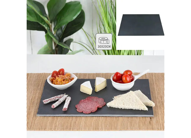 Rechteckige Schieferplatte - ca. 30x20 cm, Natürlicher Stein, Stilvolle Servierplatte TK Gruppe® Grosshandel 