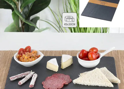 Rechteckige Schieferplatte, Ca. 45x30 cm - Elegantes Servierbrett TK Gruppe® Grosshandel 