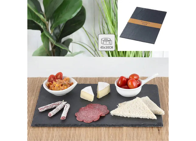 Rechteckige Schieferplatte, Ca. 45x30 cm - Elegantes Servierbrett TK Gruppe® Grosshandel 