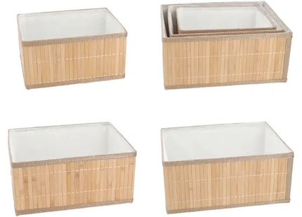 Rechteckiger Aufbewahrungskorb, Bambus, 3er-Set – Nachhaltige, vielseitige Organizer TK Gruppe® Grosshandel 