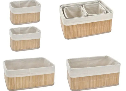 Rechteckiger Aufbewahrungskorb, Bambus, 4er-Set – Nachhaltige und stilvolle Organizer TK Gruppe® Grosshandel 
