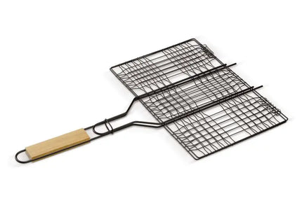 Rechteckiger BBQ-Grill mit Holzrahmen, Outdoor-Grillstation, Holzkohlegrill für Gartenpartys TK Gruppe® Grosshandel 