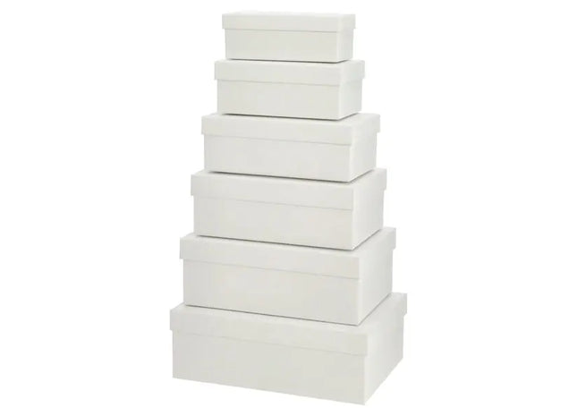 Rechteckiges 6-teiliges Boxenset in Weiß – Stilvolle Aufbewahrungslösung TK Gruppe® Grosshandel 