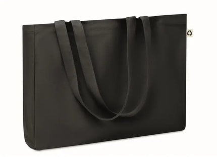 Recycelte Canvas-Tasche RESPECT COLOURED - schwarz, nachhaltige und stilvolle Einkaufstasche TK Gruppe® Grosshandel 