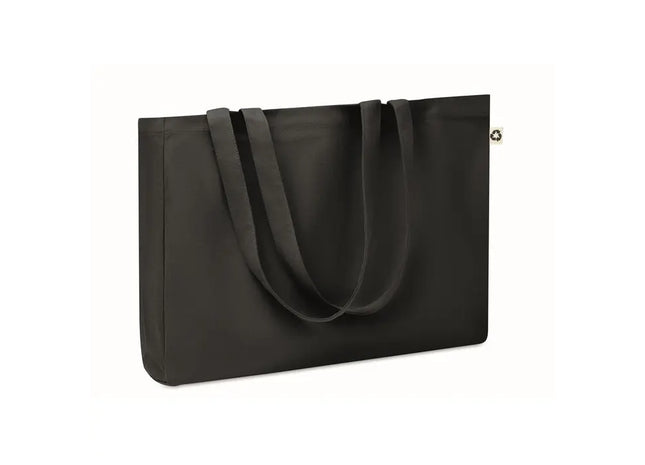 Recycelte Canvas-Tasche RESPECT COLOURED - schwarz, nachhaltige und stilvolle Einkaufstasche TK Gruppe® Grosshandel 