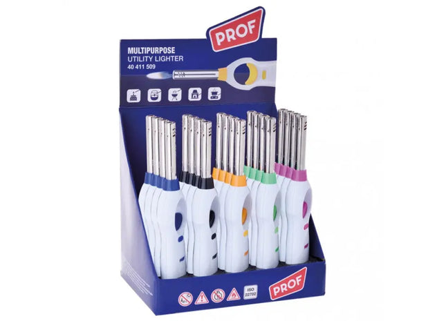 Refillable Butane Lighter with White Body and Colored Ignition Button TK Gruppe® Grosshandel 