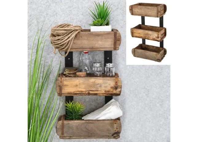 Regal in Ziegelform aus Altholz, ca. 30x50cm - Einzigartiges Wandelement TK Gruppe® Grosshandel 