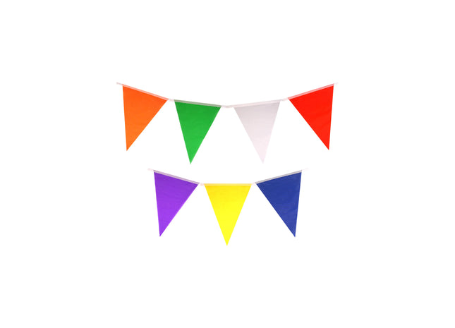 Regenbogen-Flaggen-Girlande, 7 m – 25 Luftschlangen aus Nylon, 24 cm x 32 cm, farbenfrohe Dekoration TK Gruppe® Grosshandel 