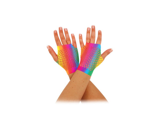 Regenbogen Netz-Handschuhe Für Erwachsene - Bunte Pride Accessories TK Gruppe® Grosshandel 